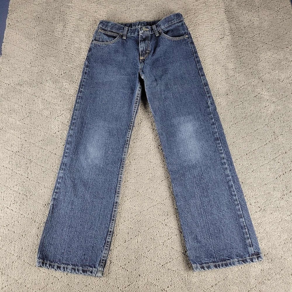 Wrangler Jeans Boys 14 Blue Relaxed Straight Leg Adjustable Waist Denim